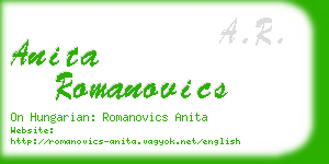 anita romanovics business card